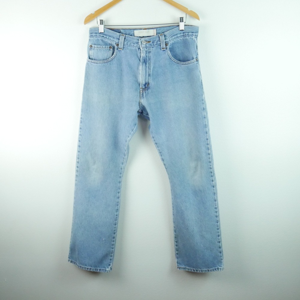 Levis 517 Boot Cut Jeans Mens 34x32 Light Wash Blue Denim Y2K Distressed Western